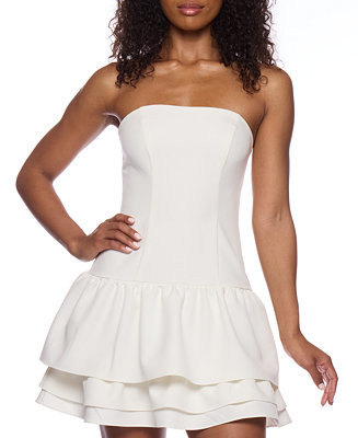 Juniors' Strapless Layered-Hem Fit & Flare Dress | Macy's