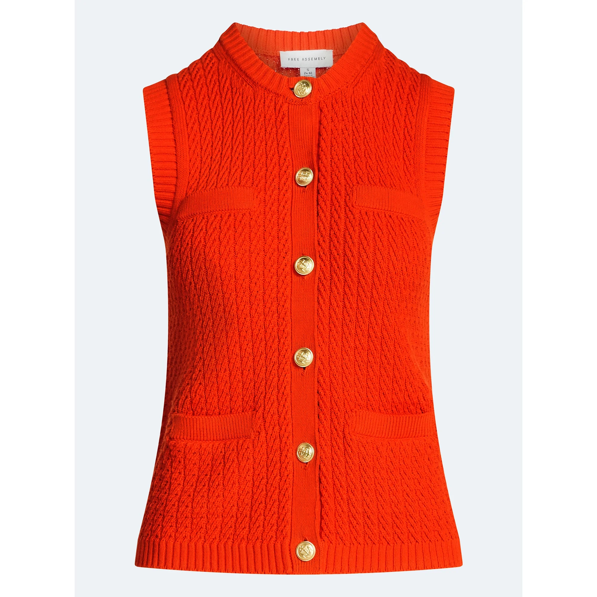 Free Assembly Women's and Women's Plus Button Front Cable Knit Sweater Vest, Lightweight, Sizes X... | Walmart (US)