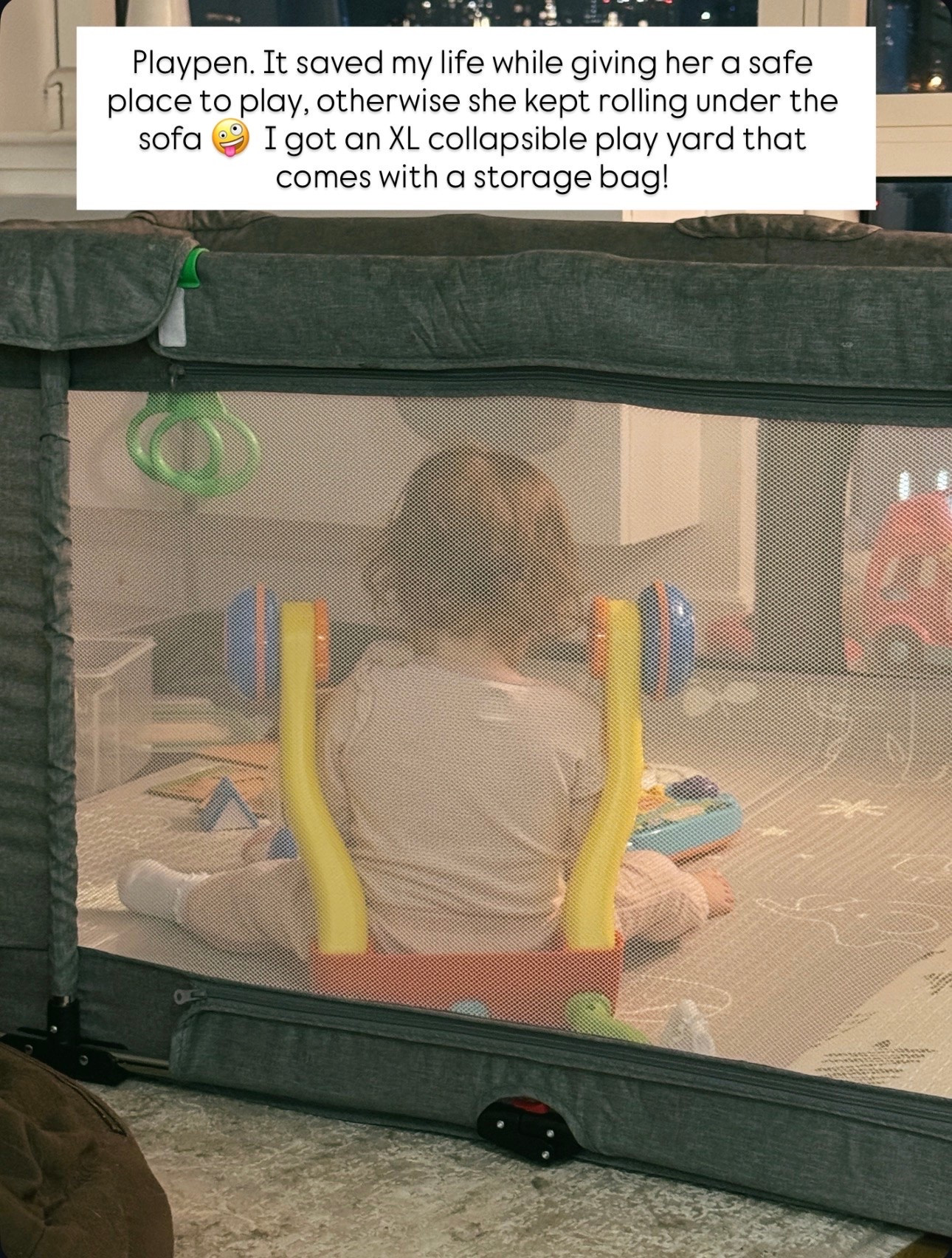 The indoor and outdoor play pen we used until our baby started walking! It comes with a storage bag and is easily collapsible.  It was great because of our two dogs that I wanted to keep around us as well.   Worth every penny.

#LTKmomlife #LTKBaby #LTKKids