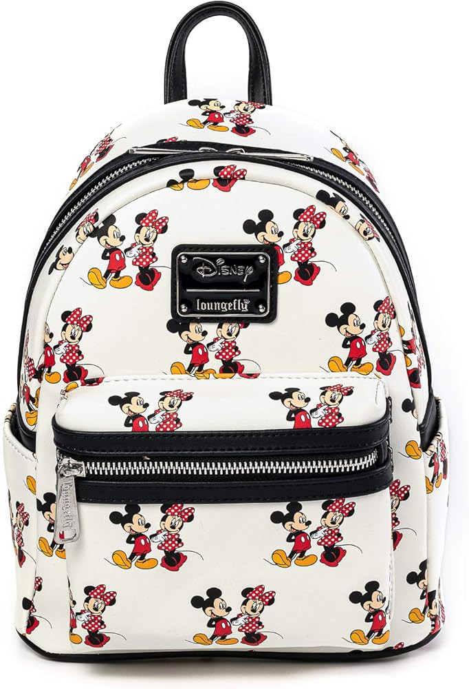 Loungefly Disney Mickey and Minnie Mouse AOP Womens Double Strap Shoulder Bag Purse | Amazon (US)