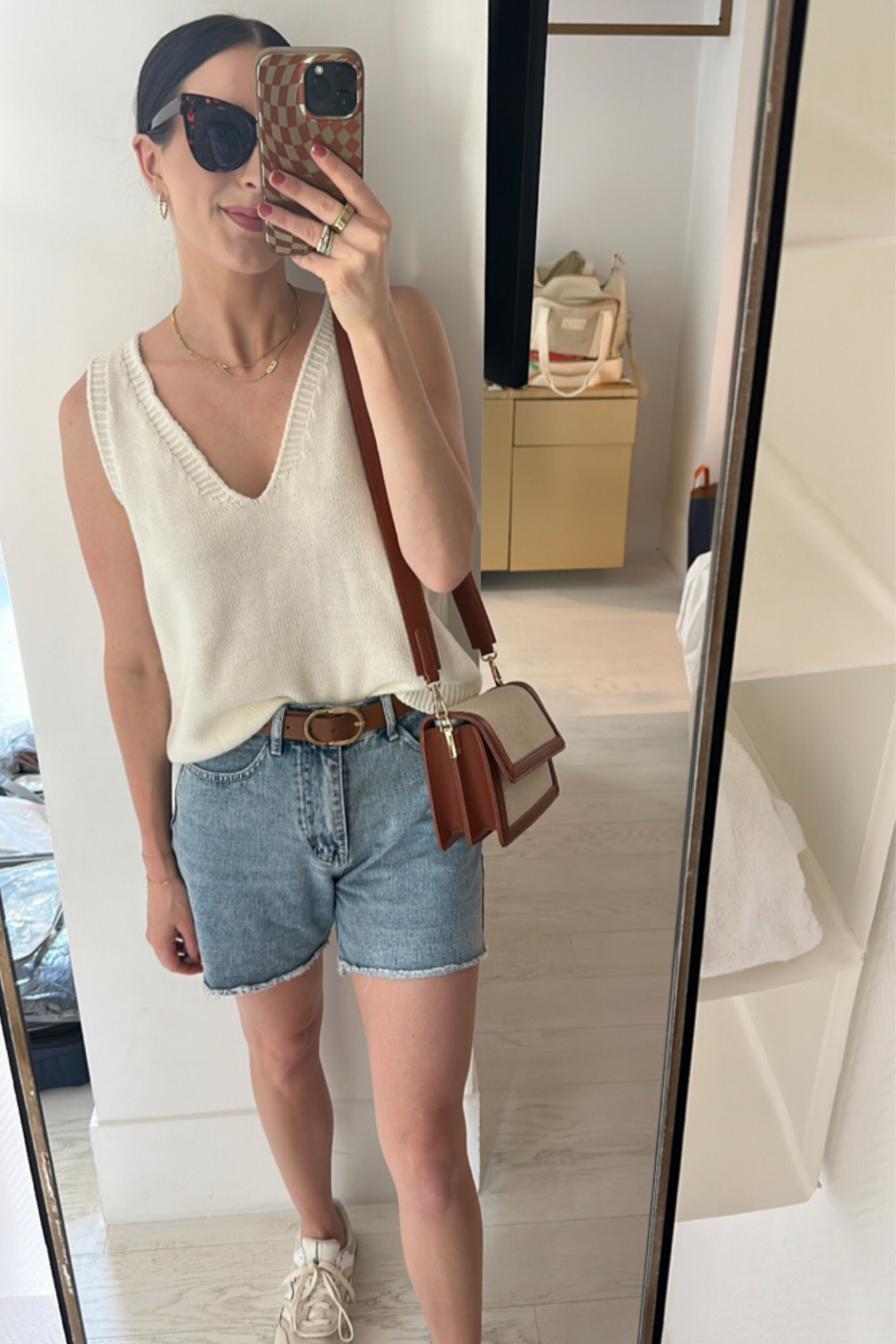 Amazon Summer Abroad Looks: Summertime means vacations and trips abroad! Amazon has a great selection of trendy fashion items including satin bralette, twisted rope gold hoop earrings, cat eye sunglasses, high waisted jean straight leg shorts, V neck knit tank top, comfy fashion sneakers, leather belt , gold jewelry, claw clips, and accessories! Perfect for your summer trip abroad, or just casual summer style. Summer outfit, Europe travel outfit, summer fashion, travel fashion.   I’m 5’4.5 for reference  

#LTKstyletip #LTKtravel #LTKeurope