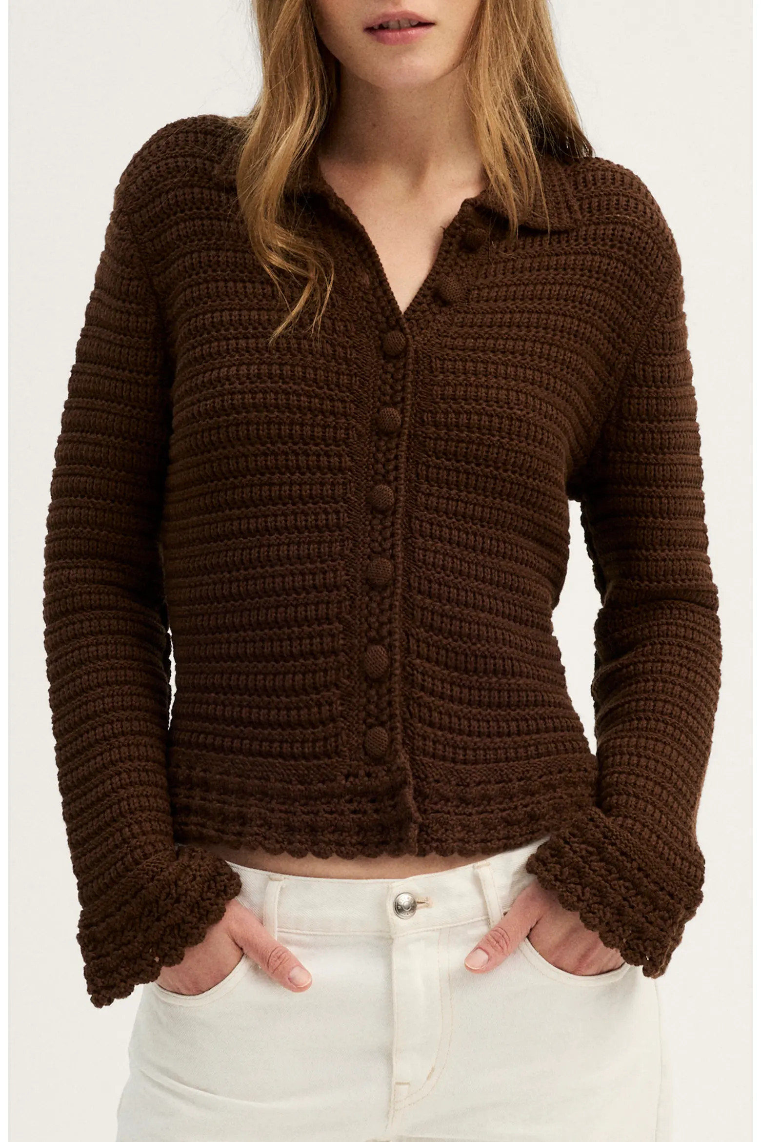 Madewell Pointelle Knit Peplum Cotton Cardigan (Women) | Nordstrom | Nordstrom