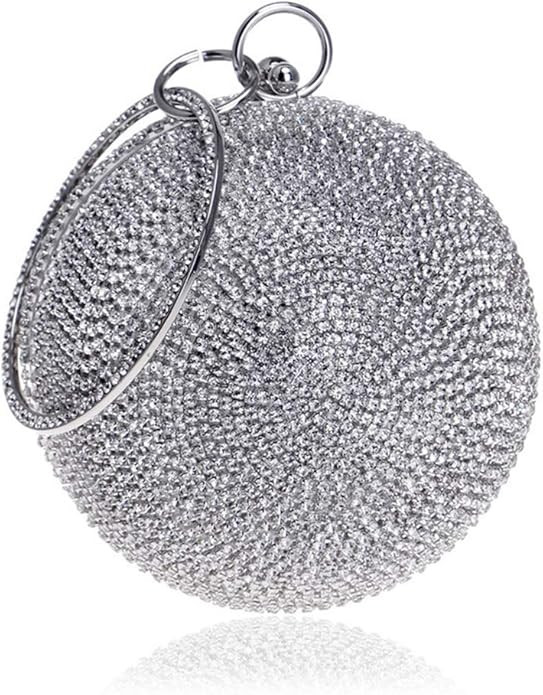 Ball Shape Clutch Purse Party Handbag Rhinestone Ring Handle Evening Bag | Amazon (US)