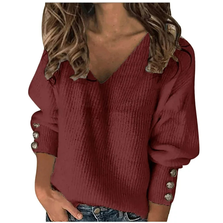 Scyoekwg Long Sleeve Blouses for Women Fall Fashion Lightweight Loose Classic Solid Color 2022 Fa... | Walmart (US)