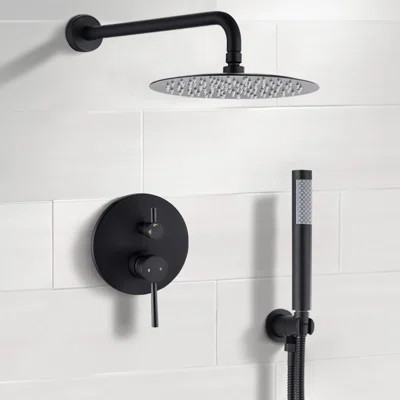 10" Matte Black Shower Head : Rain And Handheld, Brass For A Modern Bath Experience : & Made Relaxing Time | Wayfair North America