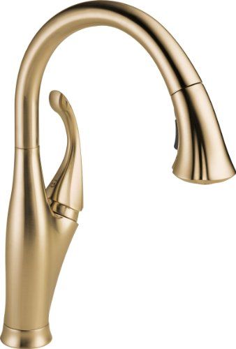 Delta Faucet 9192-CZ-DST Addison, Single Handle Water Efficient Pull-Down Kitchen Faucet, Champagne  | Amazon (US)