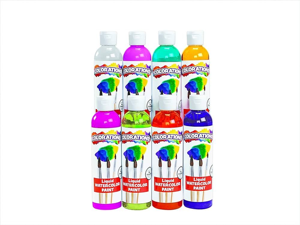 Colorations PLWS Liquid Watercolor Paint, 8 fl oz, Set of 8, Non-Toxic, Painting, Kids, Craft, Ho... | Amazon (US)