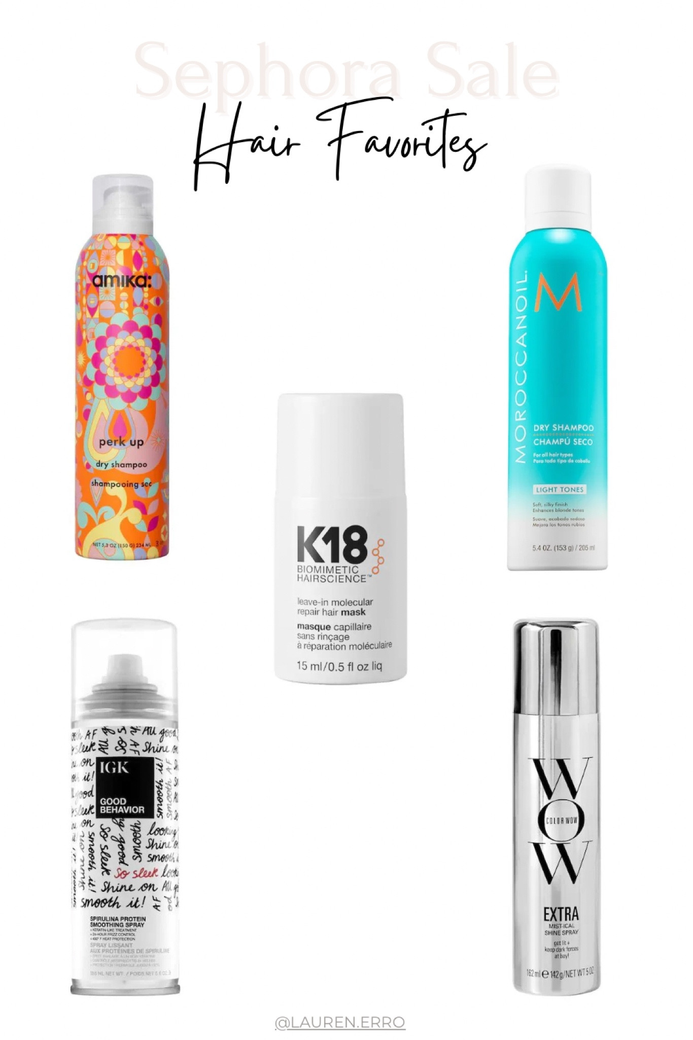 Sephora sale Hair favorites!
.
.
.
Amika, k18, moroccanoil, Moroccan oil, IGK, color wow, dry shampoo, hair spray, leave in conditioner 

#LTKGiftGuide #LTKbeauty #LTKsalealert