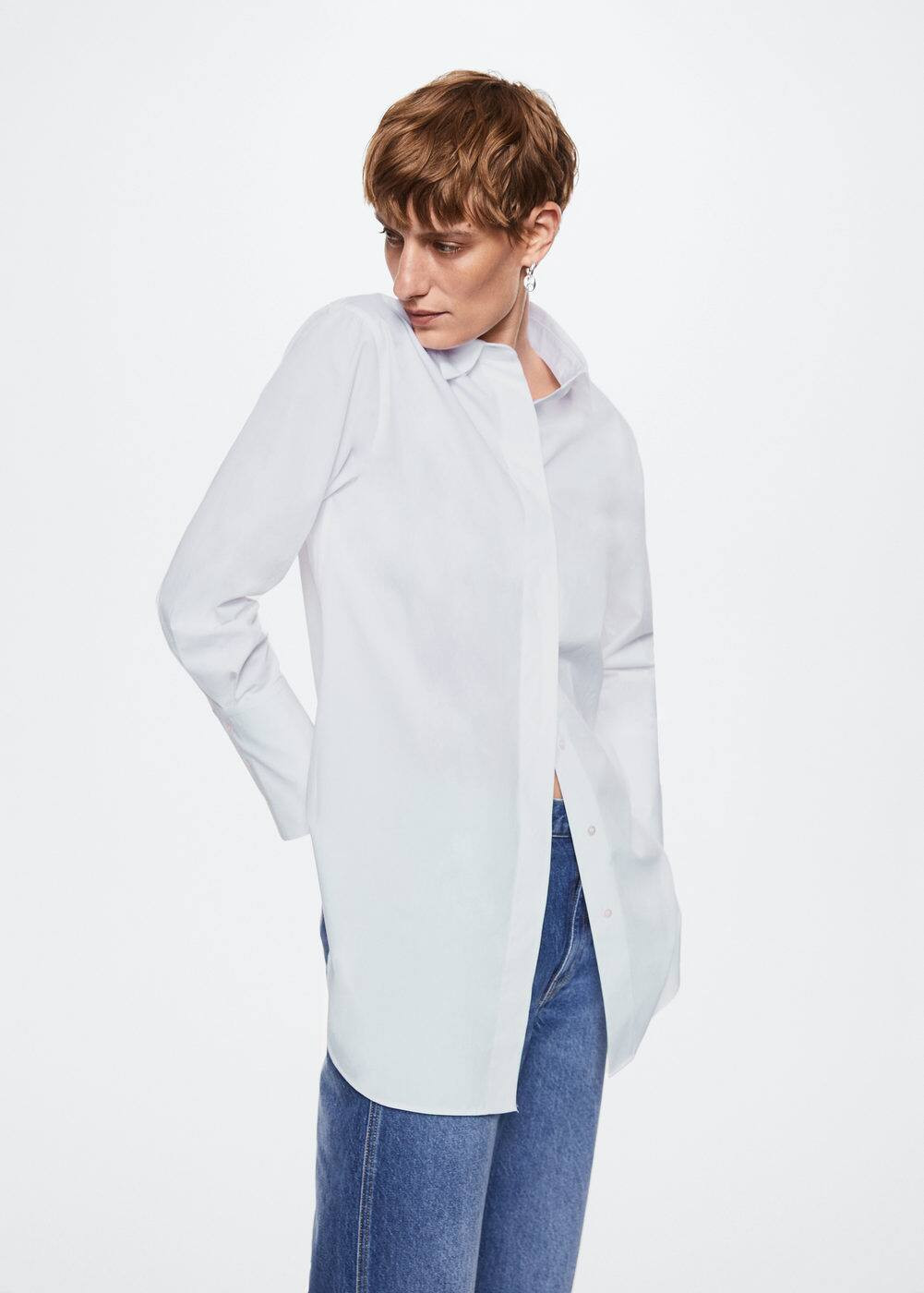 Long poplin shirt -  Women | Mango USA | MANGO (US)