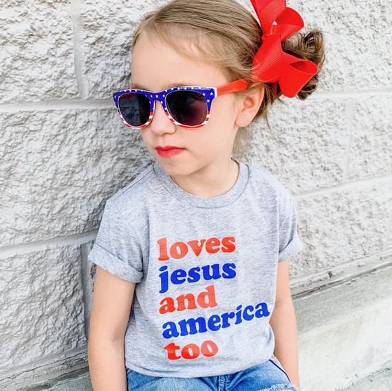 Loves Jesus and America Too 4th of July Shirt Kids Girls 4th | Etsy | Etsy (US)