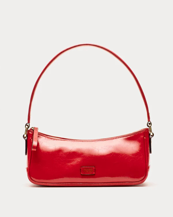 Mia Mini Shoulder Bag - Crinkled Leather Red | Frances Valentine
