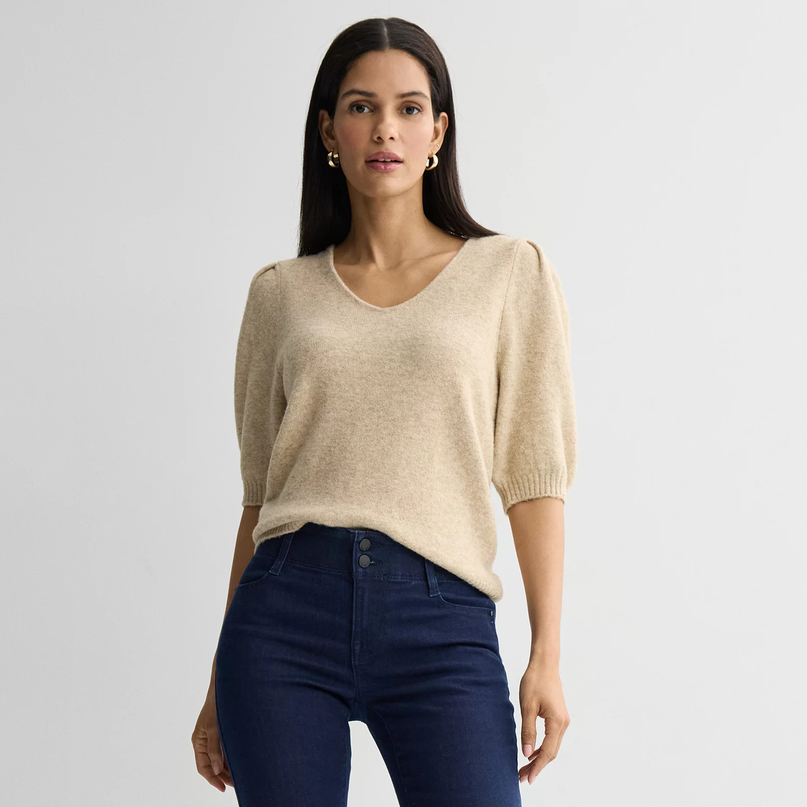 Women's Nine West V-Neck Puff Sleeve Top | Kohl's