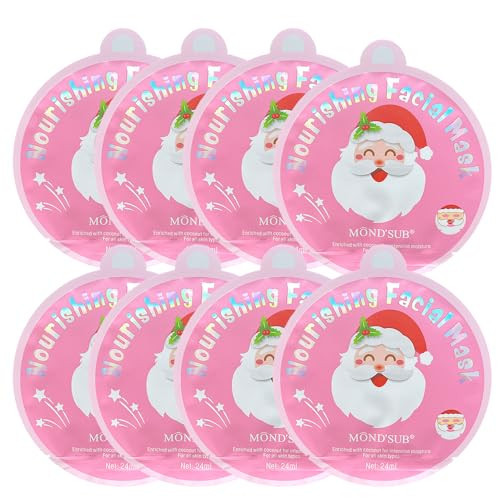 Christmas Facial Masks 8-Pack - Santa Claus Mask Hydrating, Smoothing, and Refreshing Skin-Clearing Face Sheet Masks - Skincare Set for Moisturizing and Soothing Beauty | Amazon (US)