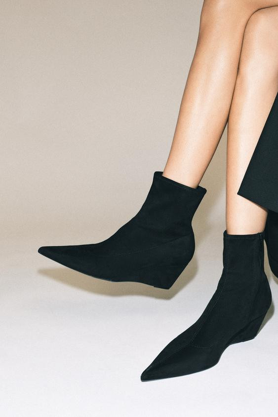 Zara - Wedge Ankle Boots - Black - 9 - Woman | Zara US