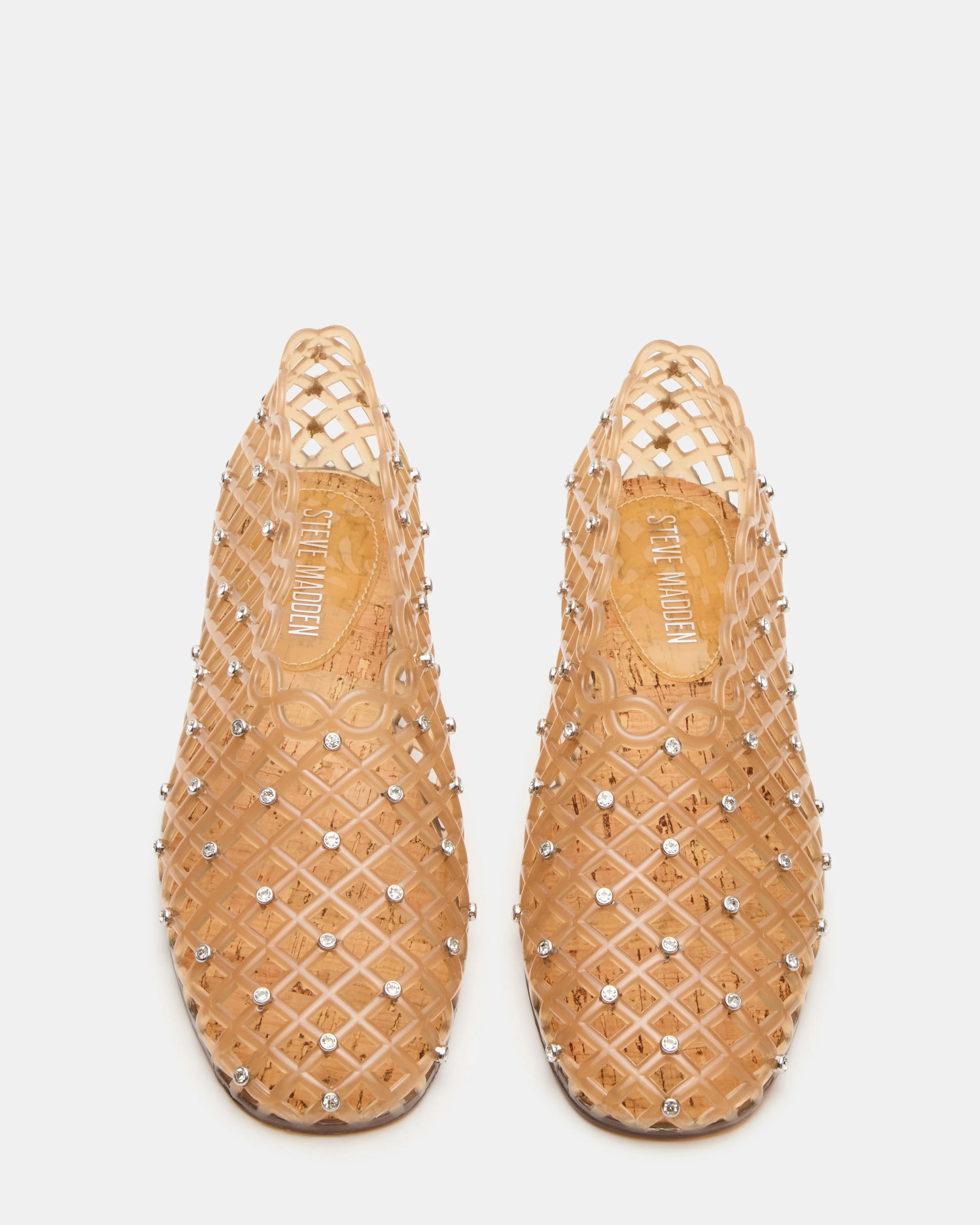 GROVE Tan Rhinestones Square-Toe Jelly Women's Flat | Steve Madden (US)