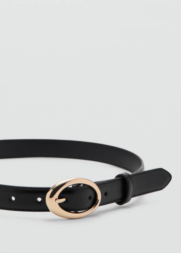 Oval buckle belt black - Women - XL - MANGO | MANGO (UK)