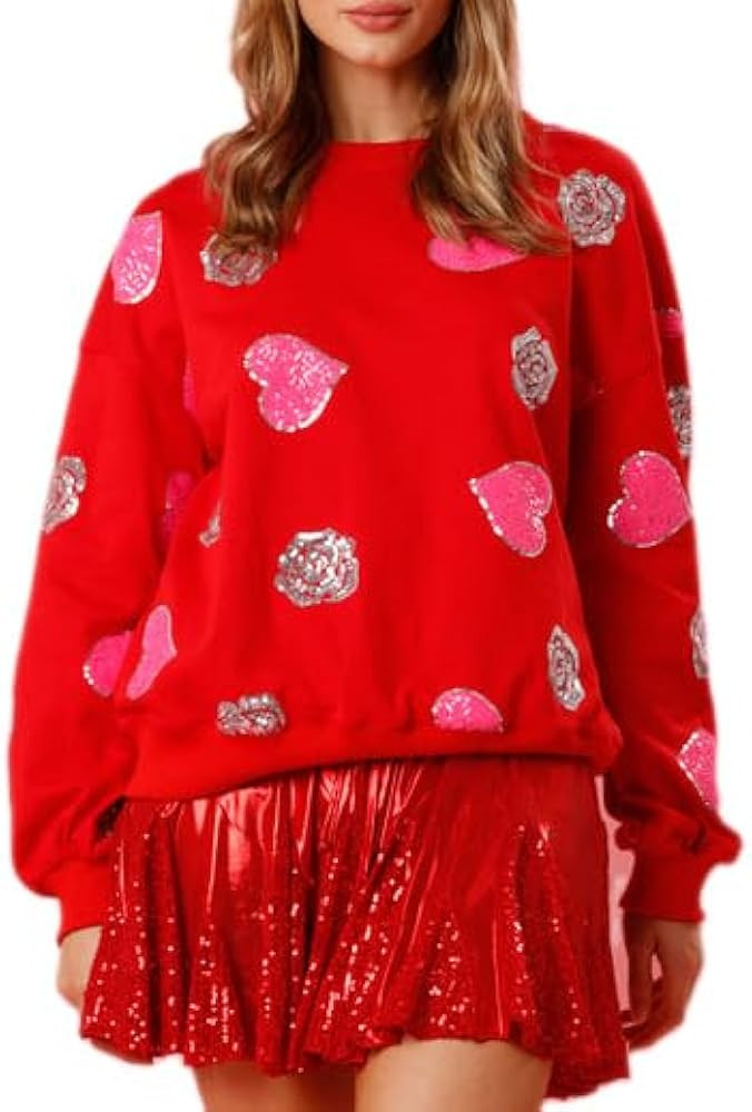 LILTWIST Cute Heart Graphic Sweatshirts Holiday Love Sweater Shirts for Women Sequin Cowboy Boots... | Amazon (US)
