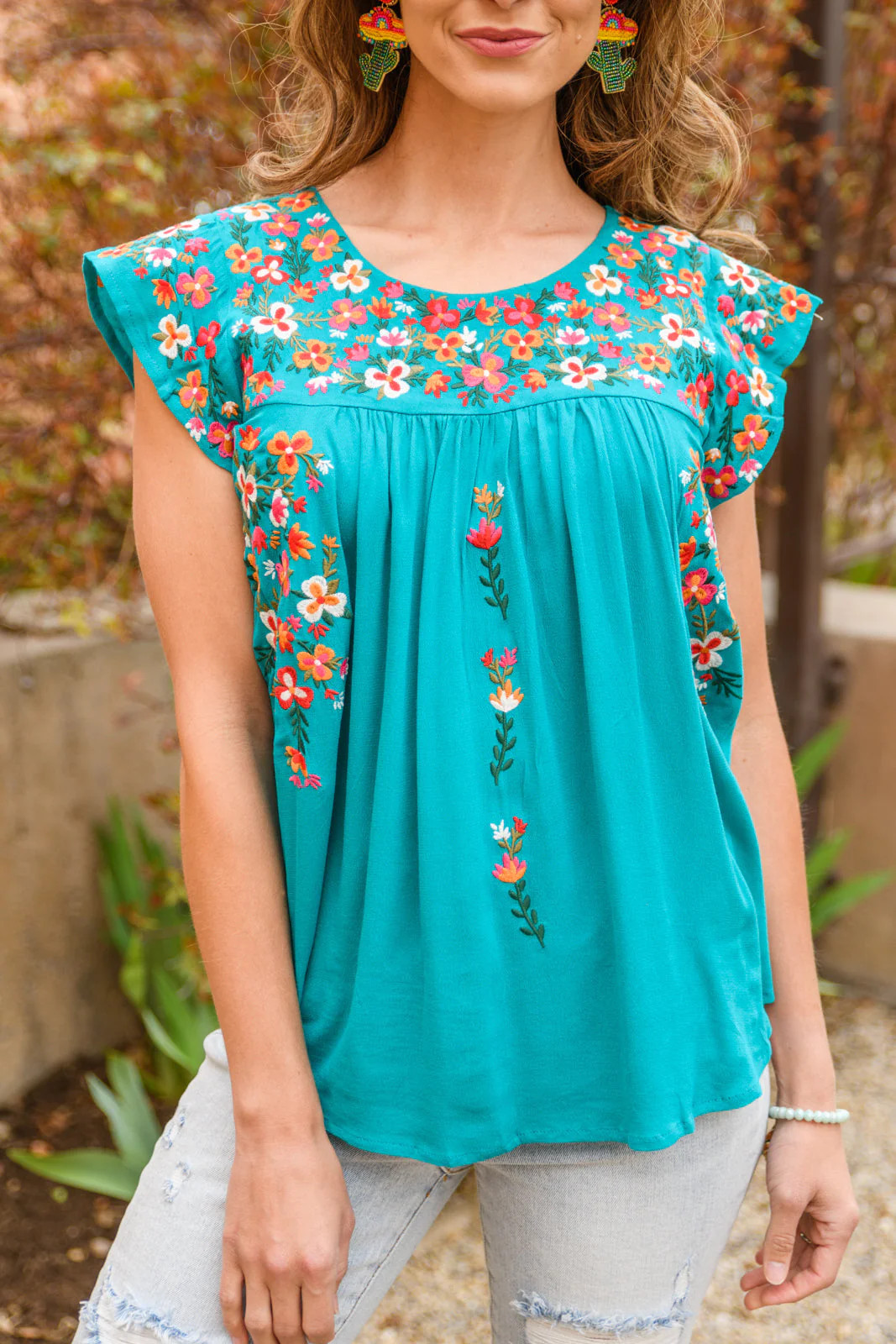 Blue Blossoms Shirt | Peppered with leopard