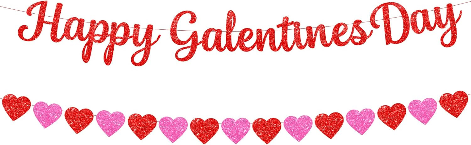 KatchOn, Glitter Red Happy Galentines Day Banner - 2 Strings, No DIY | Galentines Day Decorations... | Amazon (US)