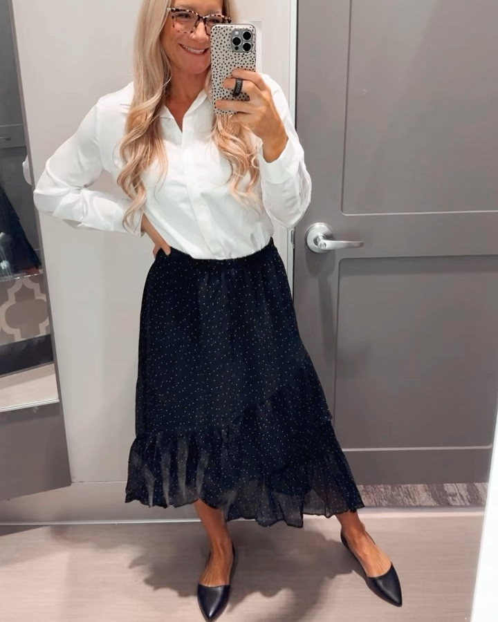 Stylish, chic, and trendy workwear. Perfect for fall, winter, and spring. This flowy skirt and blouse is perfection! Add a belt and accessories to finish off the chic look✨

Office outfit, teacher outfit, back to school style, professional outfit 

#LTKWorkwear #LTKStyleTip #LTKFindsUnder50