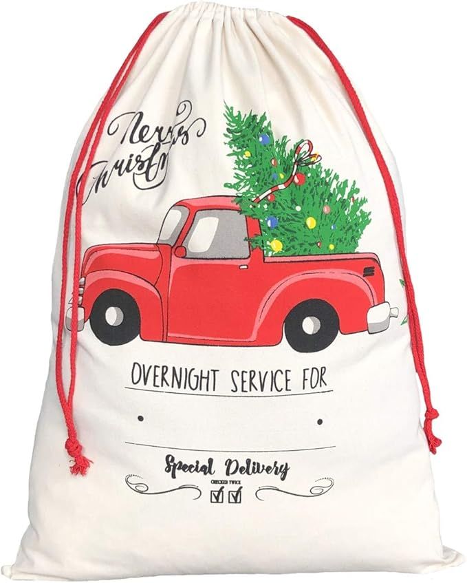 MONOBLANKS Canvas Christmas Santa Sack, Bag Santa Bag with Drawstring Personalized Best Gifts Bag... | Amazon (US)