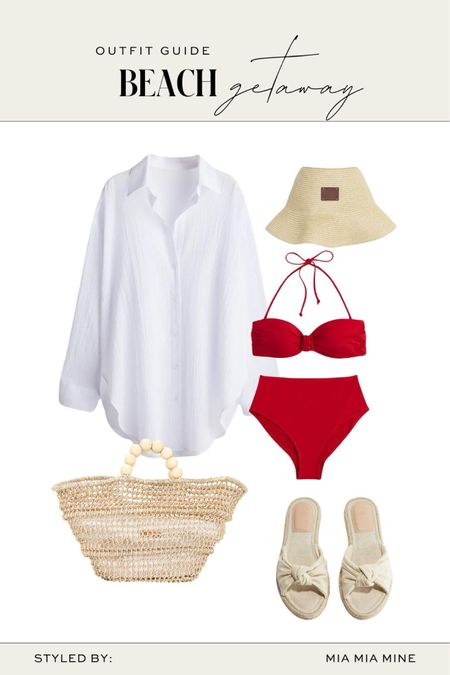 Beach vacation outfit
H&M White linen shirt
H&M red swimsuit under $100
H&M slide sandals
Straw tote

#LTKfindsunder100 #LTKfindsunder50 #LTKswim