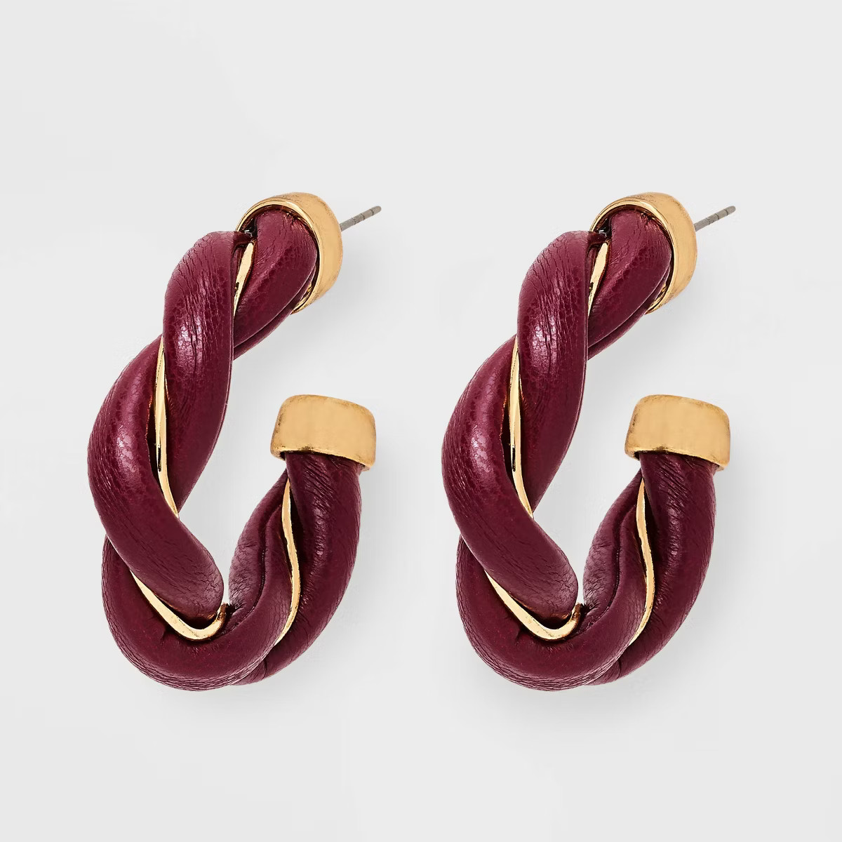 Simulated Leather Twisted Hoop Earrings - Universal Thread™ Red | Target