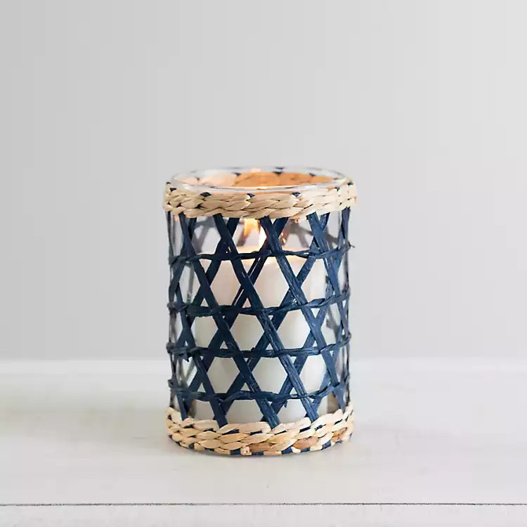 New!Glass Votive with Blue Wrap, 6 in. | Kirkland's Home