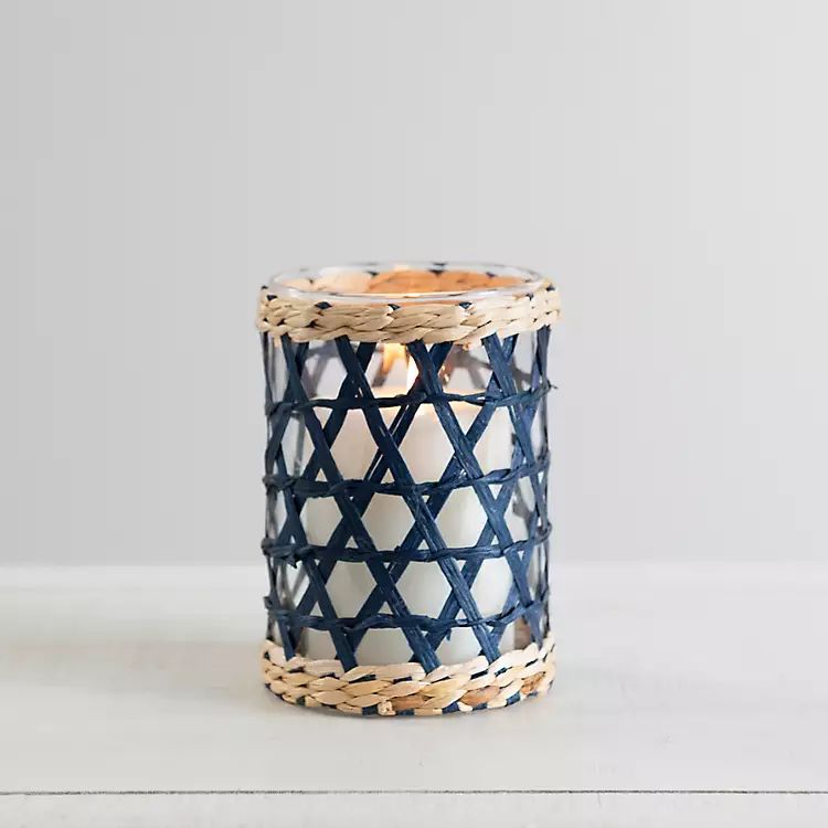 New!Glass Votive with Blue Wrap, 6 in. | Kirkland's Home