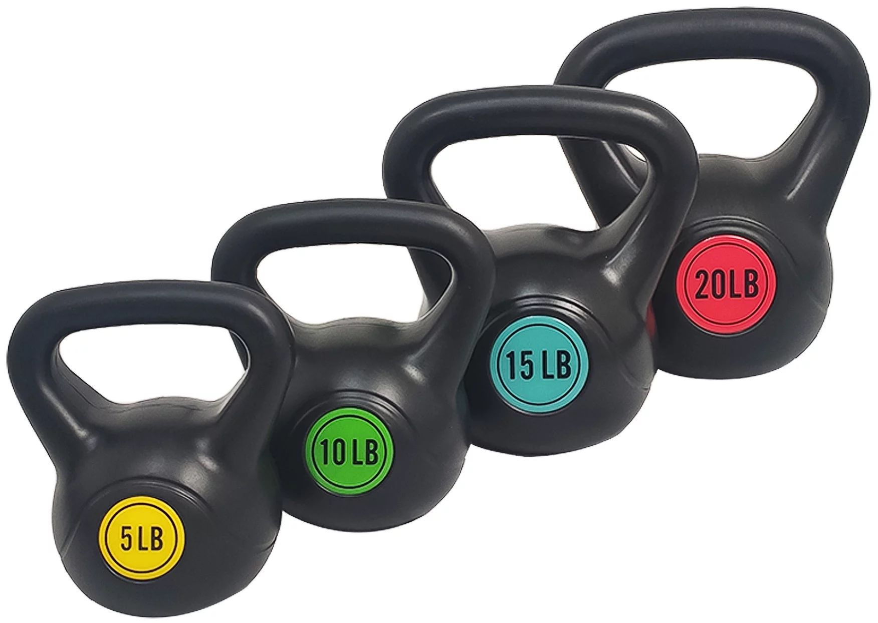 BalanceFrom Wide Grip Kettlebell Exercise Fitness Weight Set, 4-Pieces: 5lb, 10lb, 15lb and 20lb ... | Walmart (US)