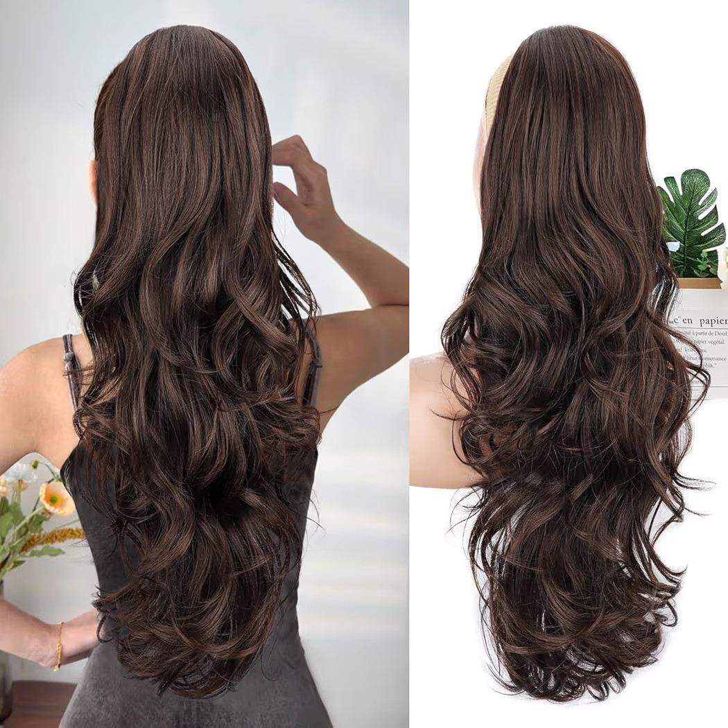 AISI BEAUTY Ponytail Extension 26 Inch Drawstring Ponytail Extension for Women Synthetic Long Bro... | Amazon (US)