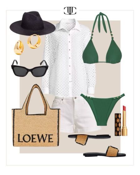 The embellishments on this bikini make it feel one-of-a-kind  but the best part to me is the deep emerald green color. 

Bathing suit, bikini, sun hat, sunglasses, summer outfit, cover-up, sandals

#LTKover40 #LTKstyletip #LTKshoecrush