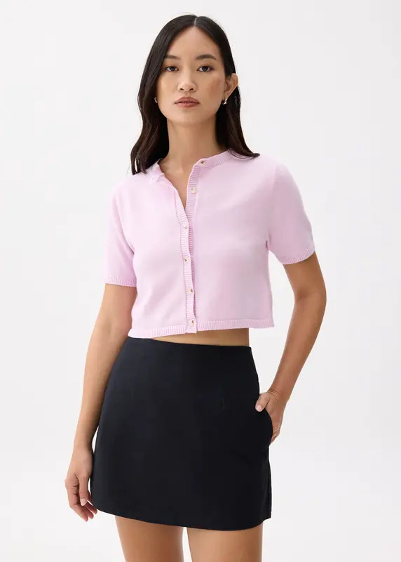 Cropped Round Neck Knit Cardigan | Love, Bonito USA