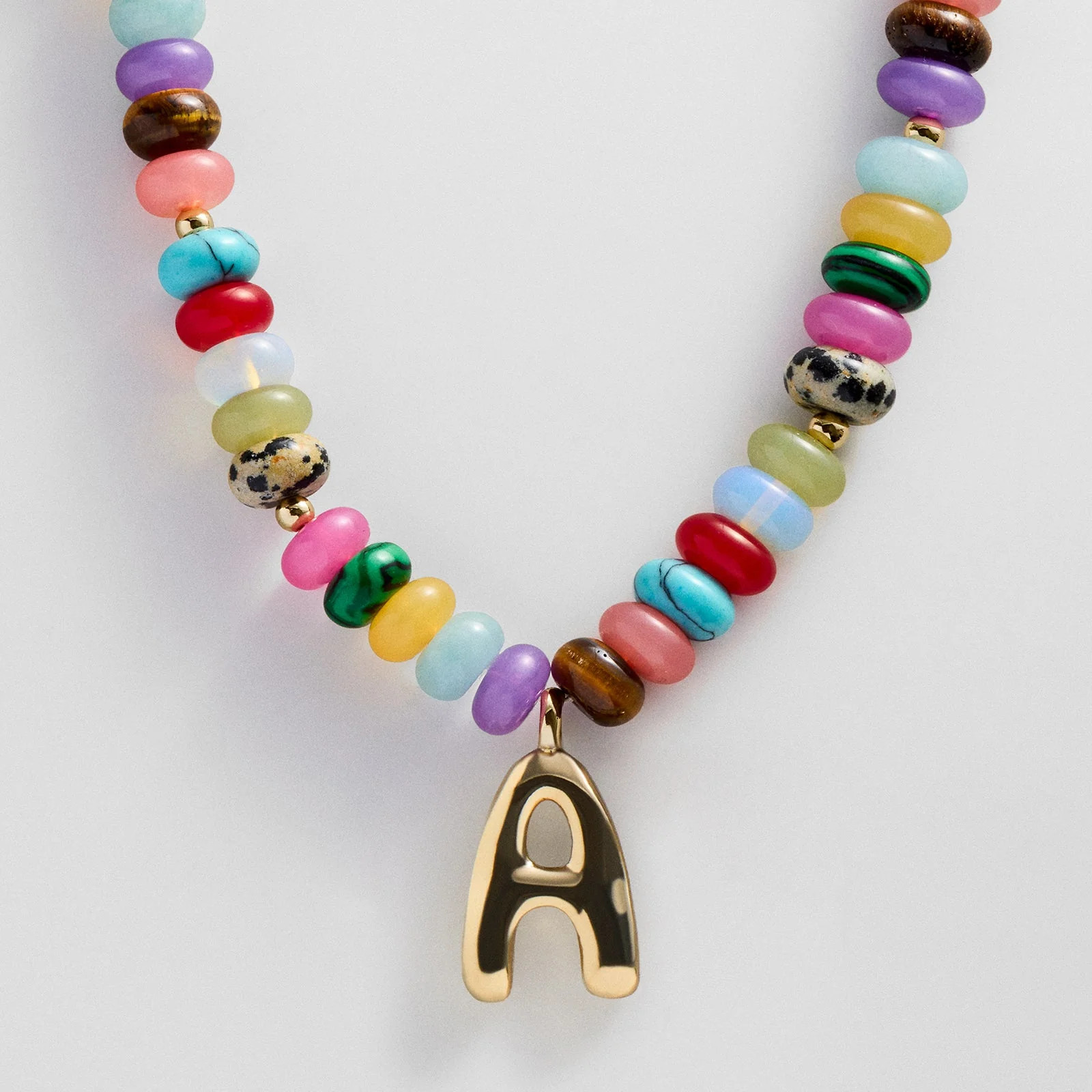 Semi-Precious Bubble Initial Necklace - Multi | BaubleBar