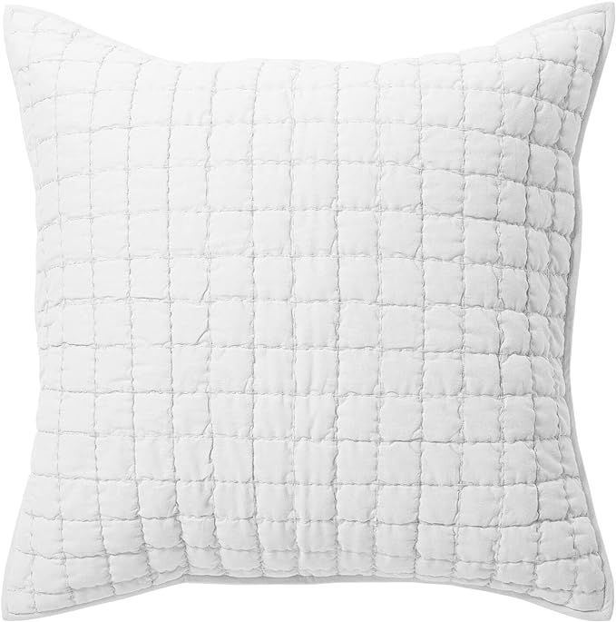 Nate Home by Nate Berkus All-Season Decorative Cotton Quilted Euro Pillow Sham | Comfortable Text... | Amazon (US)