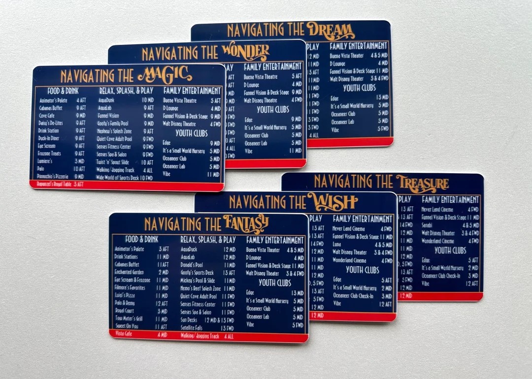DCL Navcard® Cruise Deck Wayfinding Card for the Magic | Wonder | Dream | Fantasy | Wish | Treas... | Etsy (US)