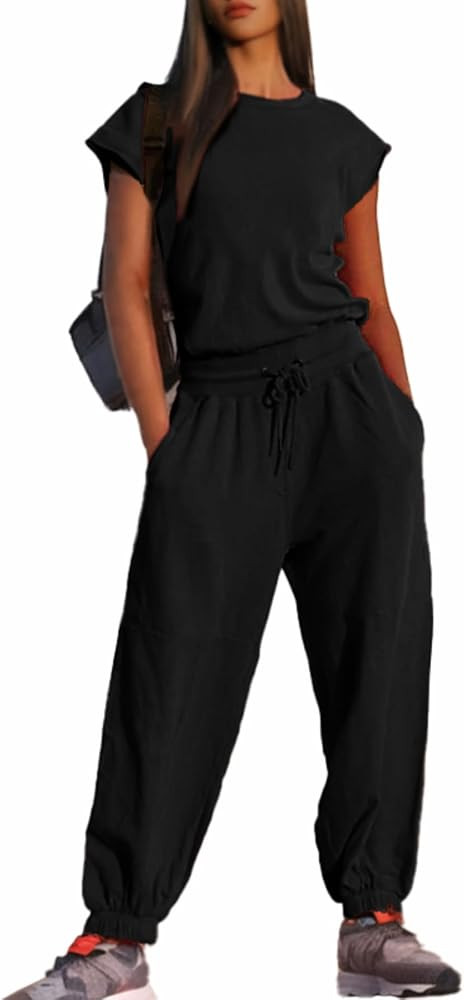 Glamaker Women's Casual Sleeveless One Piece Jumpsuits Loose Open Back Workout Onesie Summer Outf... | Amazon (US)