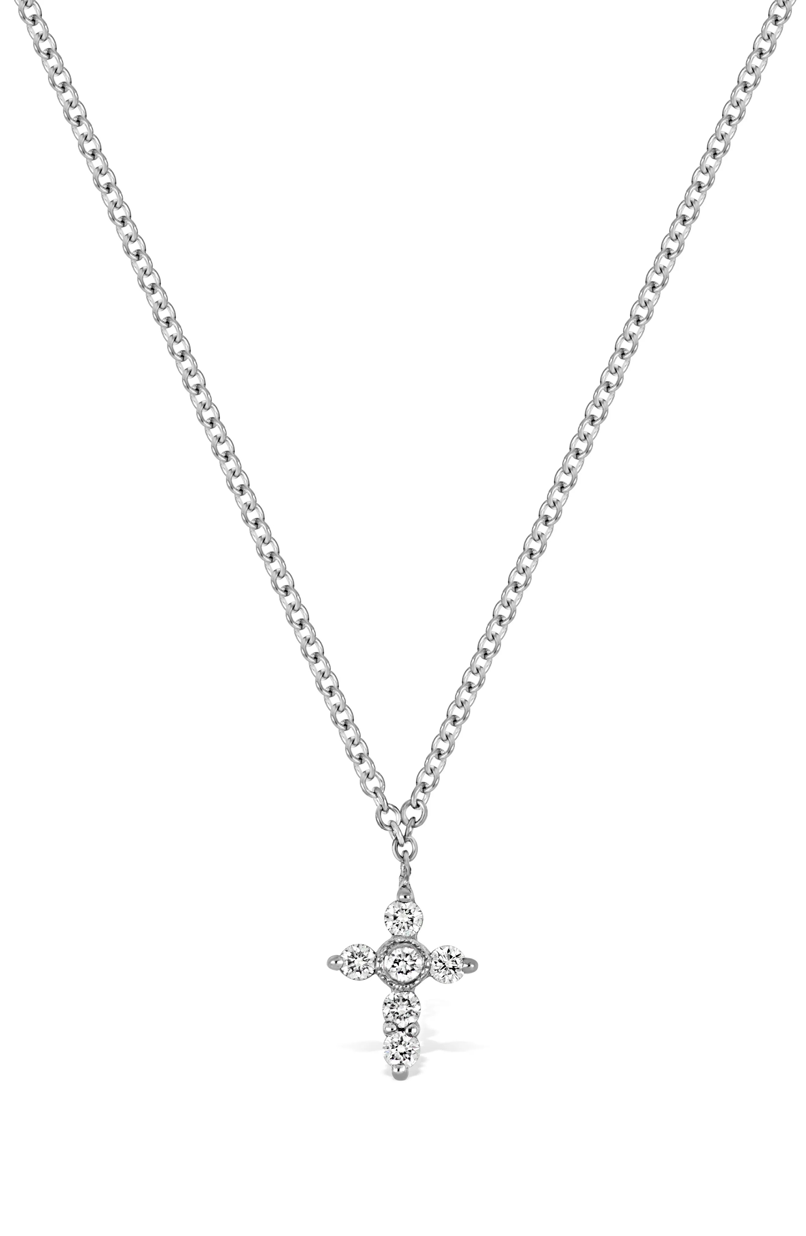 Bony Levy Diamond Cross Pendant Necklace in 18K White Gold at Nordstrom, Size 18 In | Nordstrom