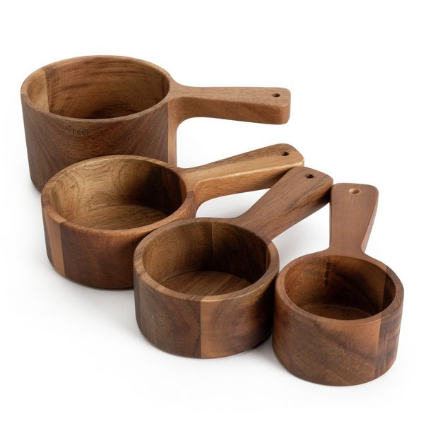 Habitat Global Set of 4 Wooden Measuring Cup - Natural | Habitat UK