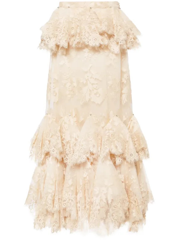 ZIMMERMANN Eden Lace Handkerchief Skirt | Neutrals | FARFETCH | Farfetch Global
