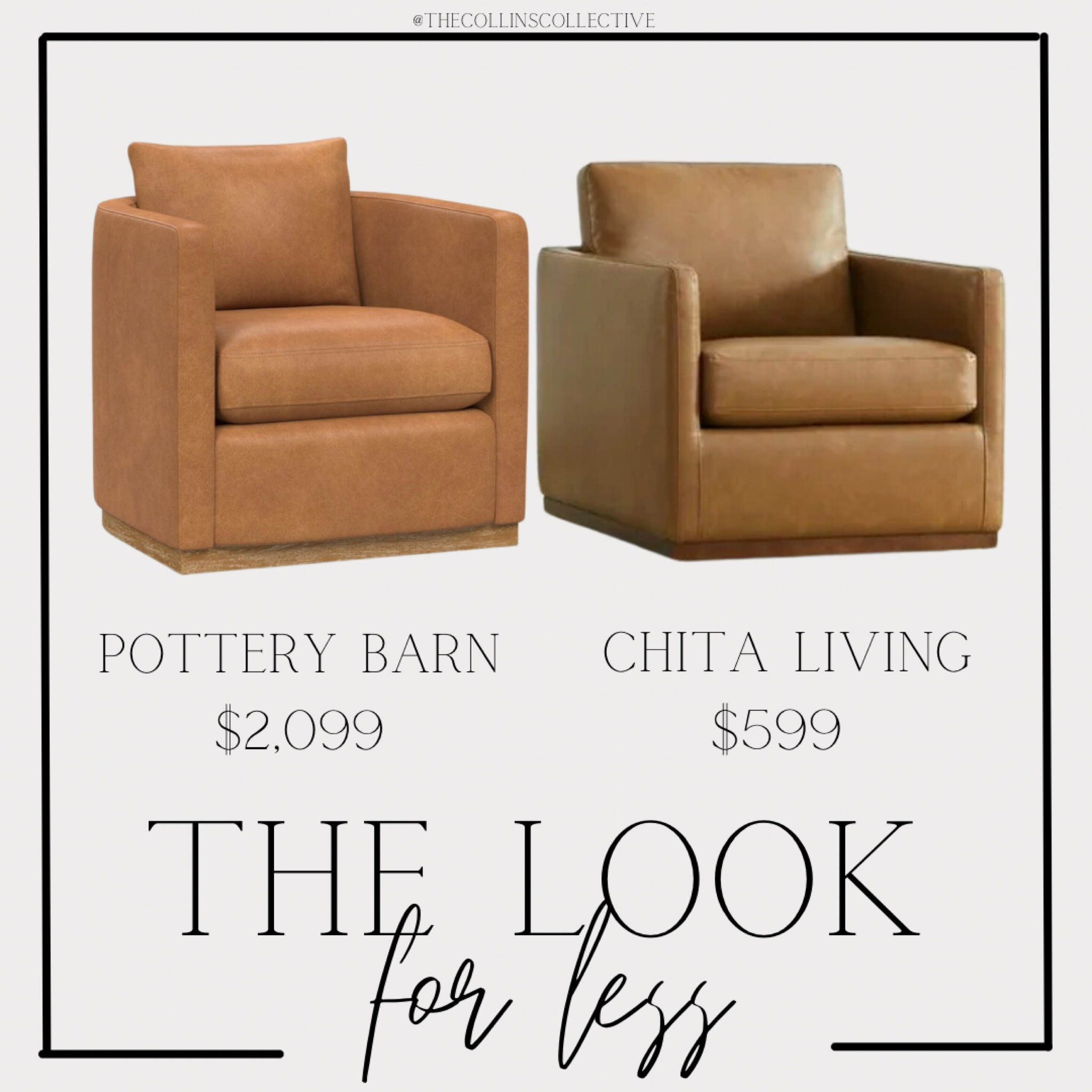 Look for less, faux leather accent chair, Henry swivel, swivel accent chair, chits living, pottery barn, dupe, furniture dupe 

#LTKhome #LTKstyletip #LTKsalealert