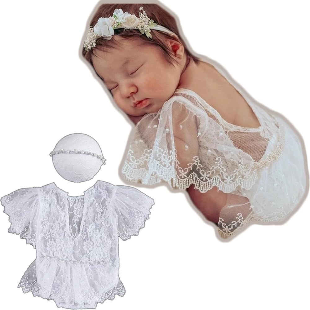 Zeroest Newborn Picture Outfit Infant Photography Lace Romper Newborn Photography Props Girl Outf... | Amazon (US)
