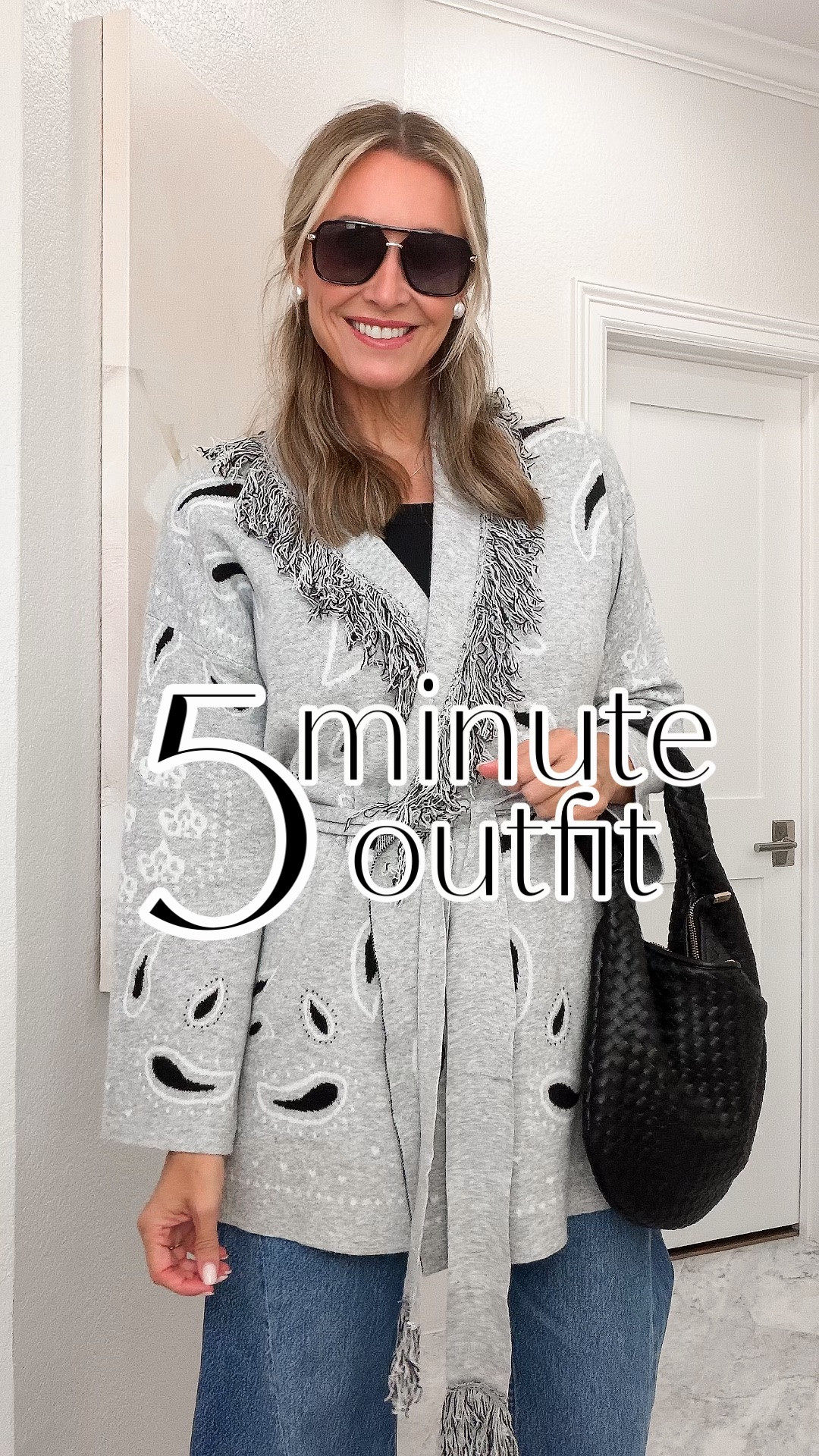 Bandana print is huge for fall & winter! I love this ultra soft cardigan paired with wide leg or straight leg jeans. My boots are last season so the heel is different. 
Sized up to a large in cardigan

#LTKOver40 #LTKTall #LTKootd