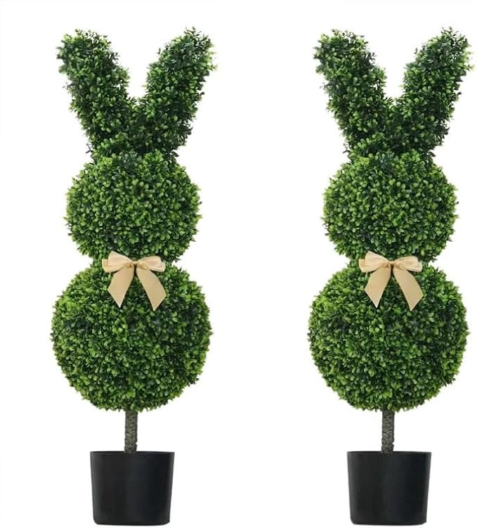 Topiary Trees with Bunny Topiary Outdoor,Artificial Bunny-Shaped Topiary Tree Pot Fake Easter Pla... | Amazon (US)