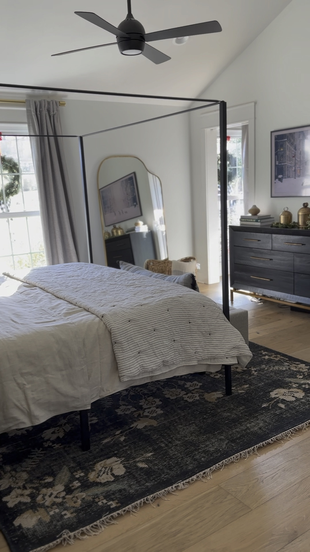 Primary Bedroom Refresh is complete!  Loving this dark rug from Crate and Barrel and this canopy bed from Amazon!

#LTKhome