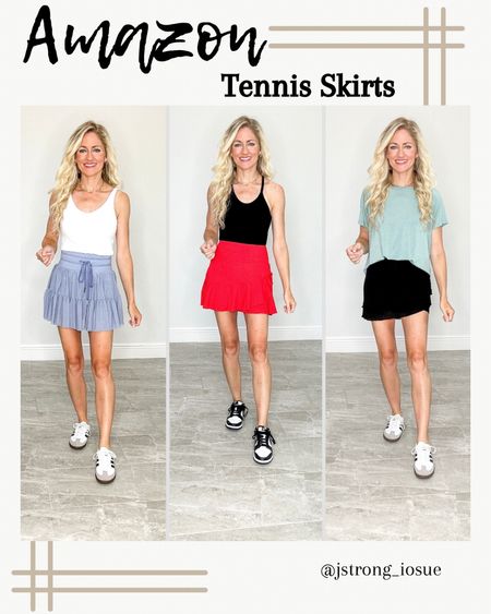 Amazon tennis skirts to wear on casual days or while exercising! All skirts have built in shorts, come in lots of colors and are quick dry. Wear with tees or tanks to keep cool this summer! 

#LTKfindsunder50 #LTKstyletip