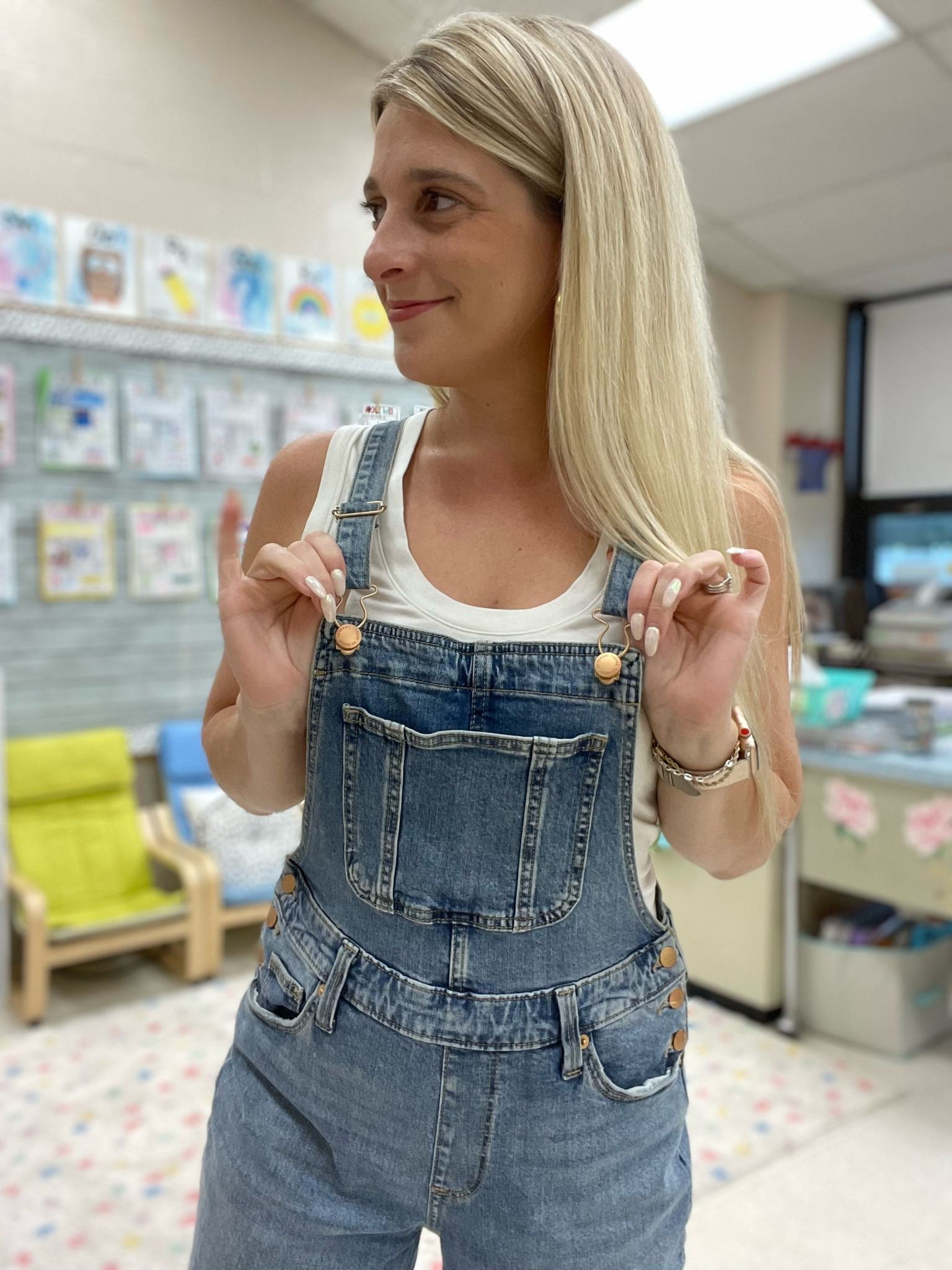 These overalls are my absolute favorite to wear in the classroom and out of the classroom. They look super cute with a tank top for work and on the weekend a crop top. I am wearing a size 0
And I am 5.1. ☺️

#LTKstyletip #LTKunder100 #LTKunder50