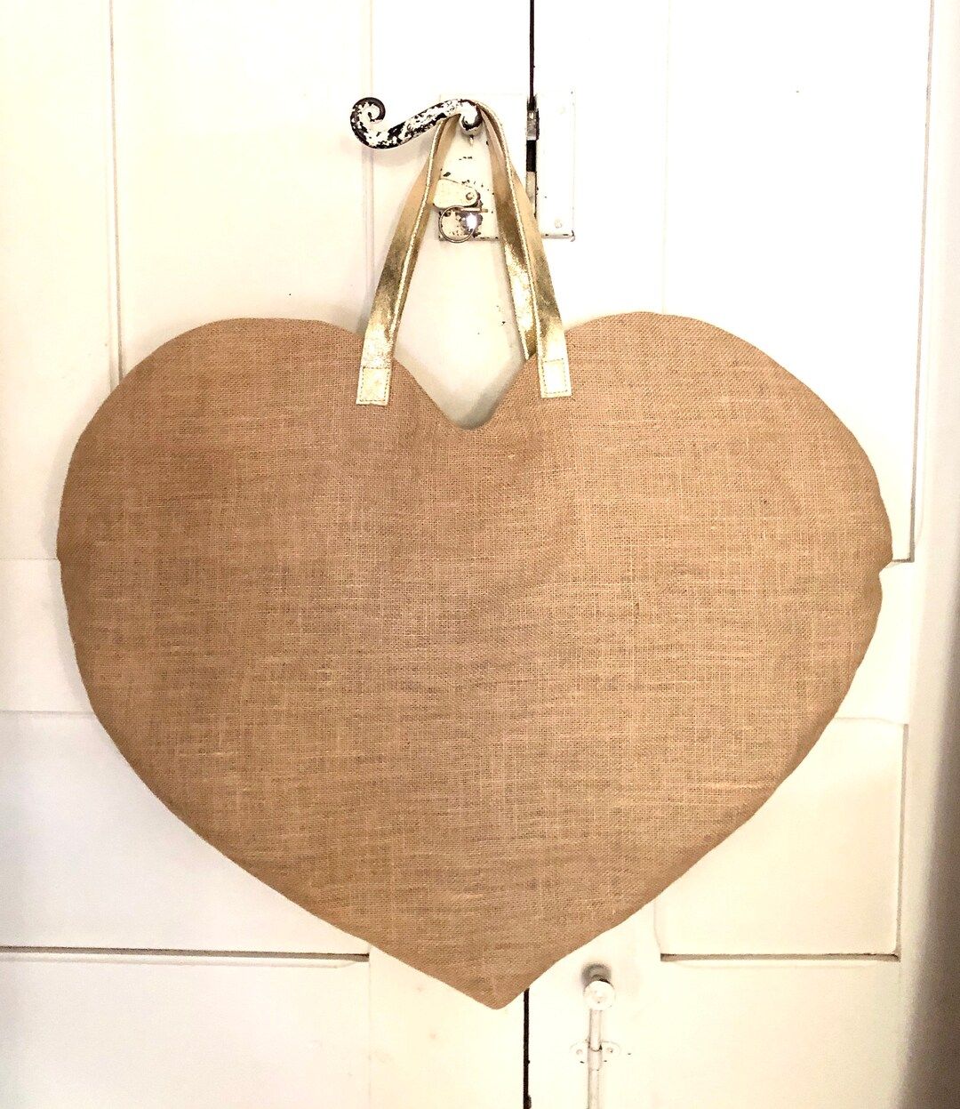 Heart Shaped XXL Tote Bag, Oversize Hessian Heart Shaped Tote Bag, Naturel Heart Beach Bag, Heart... | Etsy (US)