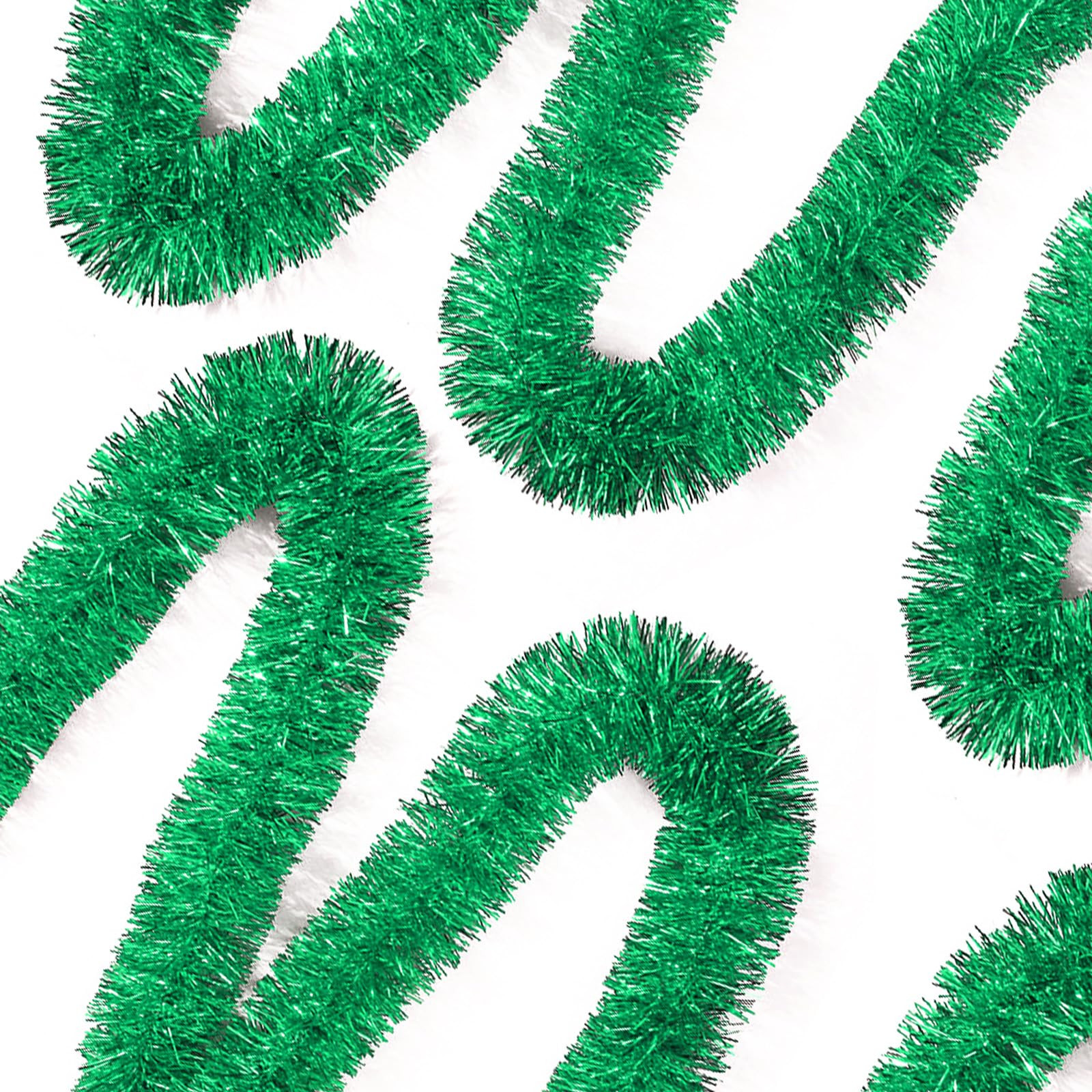 50 Feet Green Tinsel Garland Christmas Foil Tinsel Garland Decoration Metallic Banner Wall Hangin... | Amazon (US)