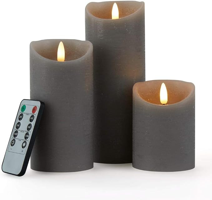 3PK Flameless Candle Realistic Wick Battery Operated LED Candles Set of 3(H 4" 6" 8" x D3) Candle... | Amazon (US)